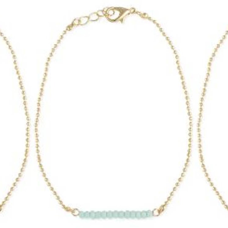 Mint Faceted Pastel Bead Anklet